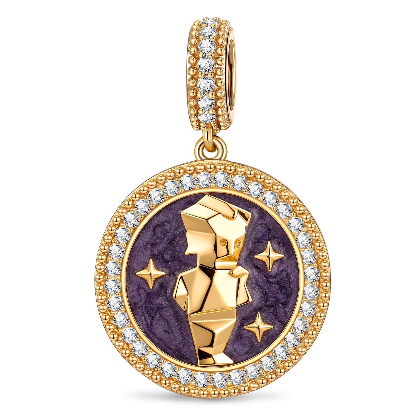 INTJ MBTI Personality Tarnish-Resistant Silver Dangle Charm With Enamel In 14K Gold Plated