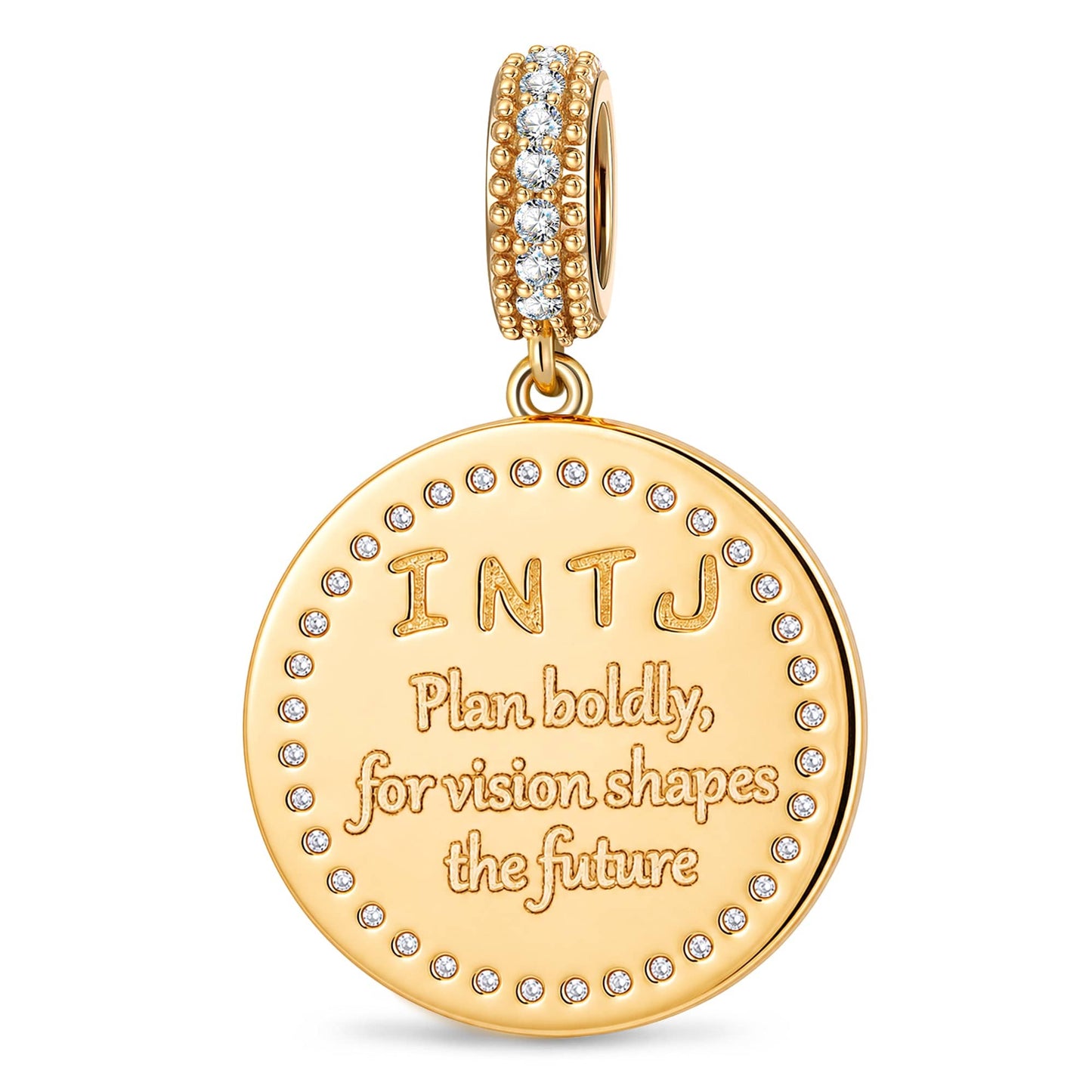 INTJ MBTI Personality Tarnish-Resistant Silver Dangle Charm With Enamel In 14K Gold Plated