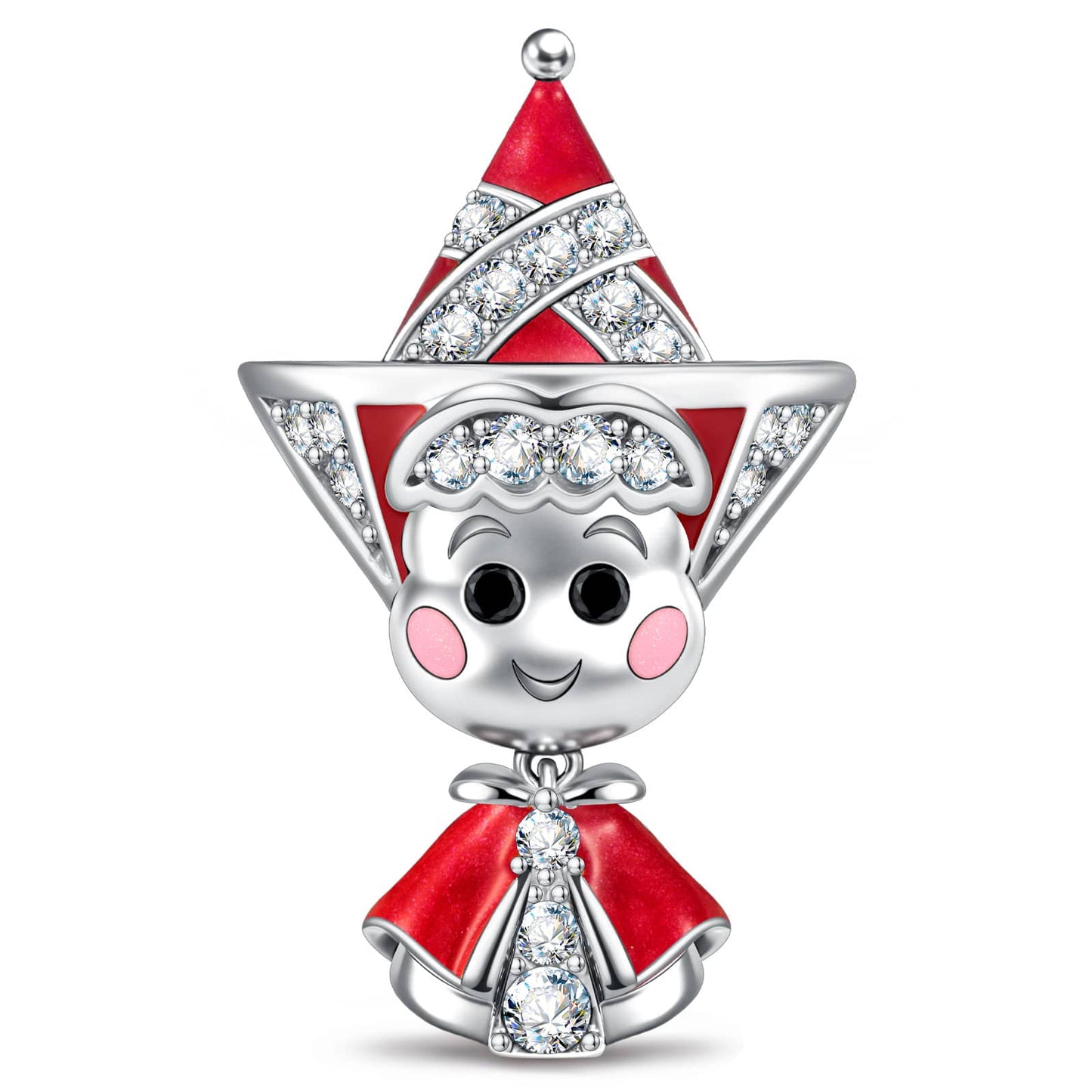 Matryoshka Doll Tarnish-Resistant Silver Charm In White Gold Plated