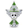 Green Fairy Godmother Tarnish-Resistant Silver Charm In White Gold Plated