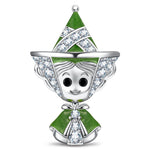 Green Fairy Godmother Tarnish-Resistant Silver Charm In White Gold Plated