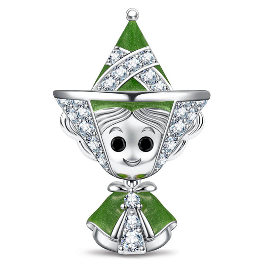 gona- Green Fairy Godmother Tarnish-Resistant Silver Charm In White Gold Plated