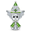 Green Fairy Godmother Tarnish-Resistant Silver Charm In White Gold Plated