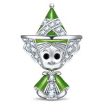 Green Fairy Godmother Tarnish-Resistant Silver Charm In White Gold Plated