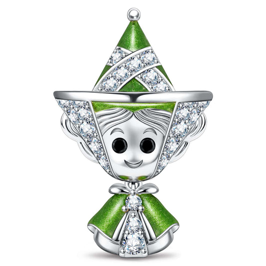 gona- Green Fairy Godmother Tarnish-Resistant Silver Charm In White Gold Plated