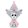 Pink Enchanted Fairy Godmother Tarnish-Resistant Silver Charm In White Gold Plated