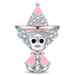 Pink Enchanted Fairy Godmother Tarnish-Resistant Silver Charm In White Gold Plated