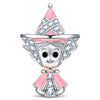 Pink Enchanted Fairy Godmother Tarnish-Resistant Silver Charm In White Gold Plated