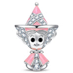 Pink Enchanted Fairy Godmother Tarnish-Resistant Silver Charm In White Gold Plated