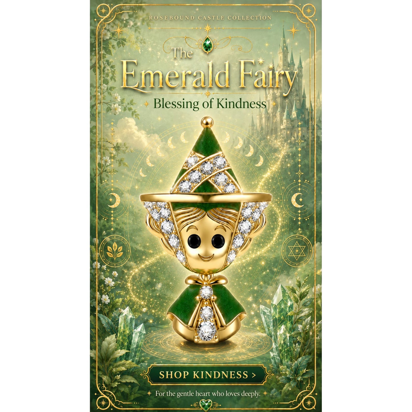 Green Fairy Godmother Tarnish-Resistant Silver Charm In 14K Gold Plated