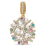 Coral Reef Pearl Tarnish-Resistant Silver Charm In 14K Gold Plated