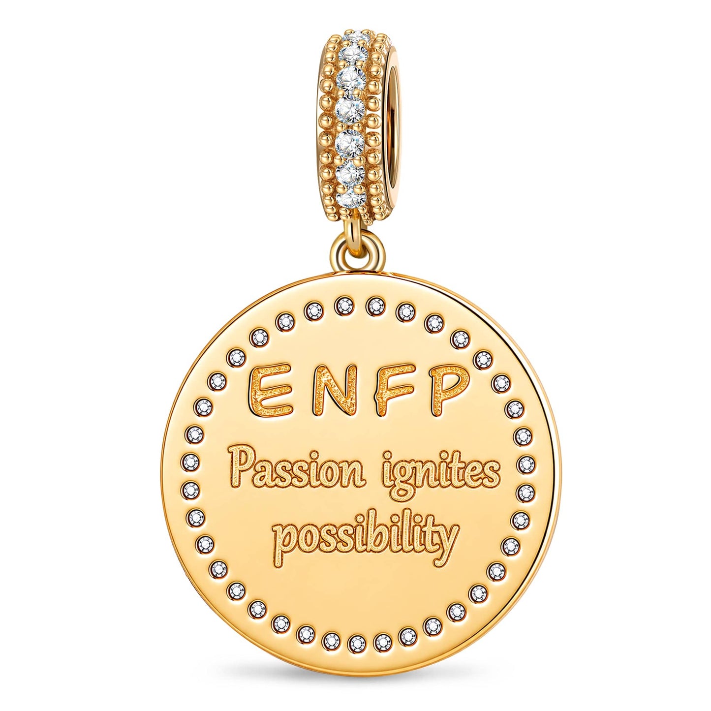 ENFP MBTI Personality Tarnish-Resistant Silver Dangle Charm With Enamel In 14K Gold Plated