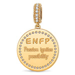 ENFP MBTI Personality Tarnish-Resistant Silver Dangle Charm With Enamel In 14K Gold Plated