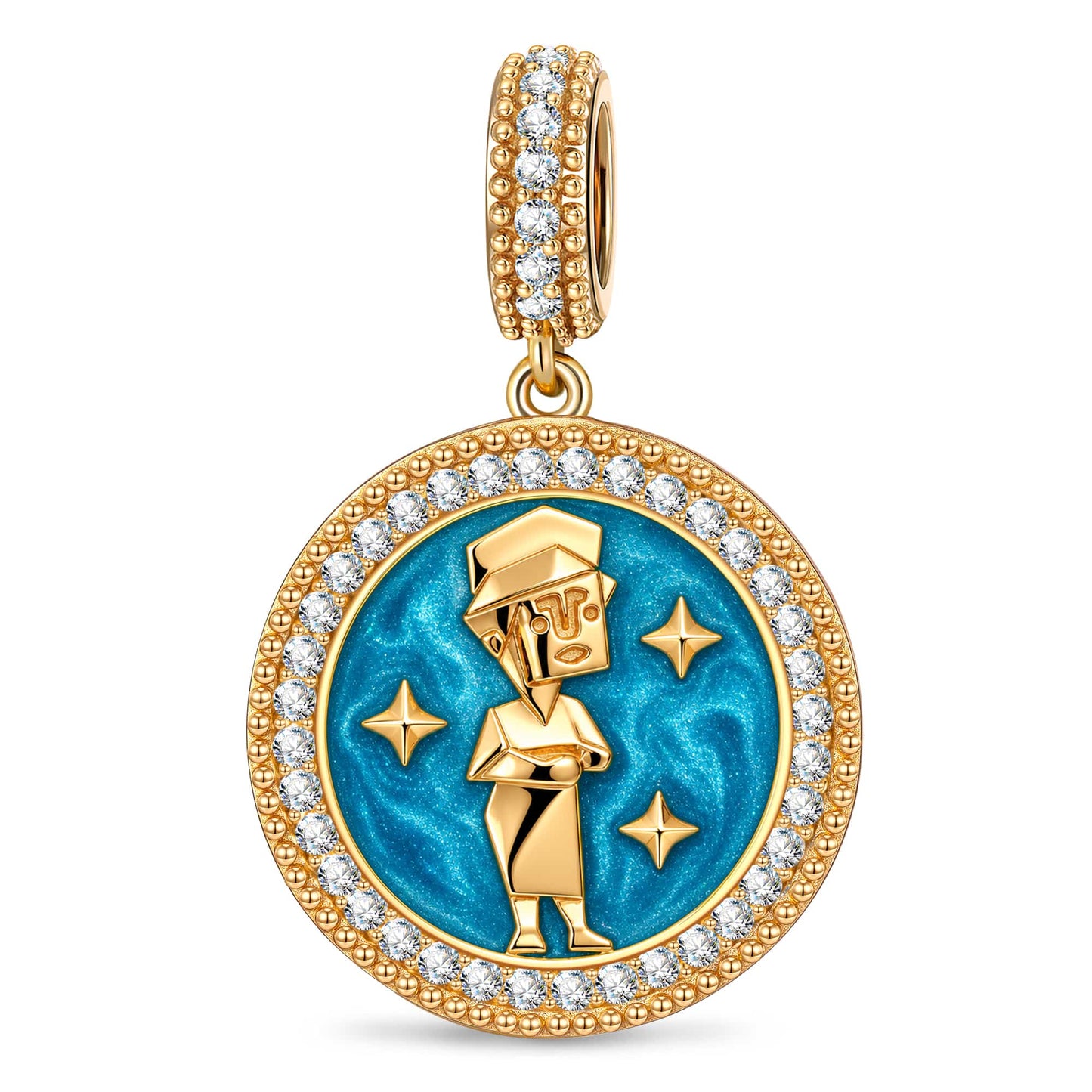 ISFJ MBTI Personality Tarnish-Resistant Silver Dangle Charm With Enamel In 14K Gold Plated