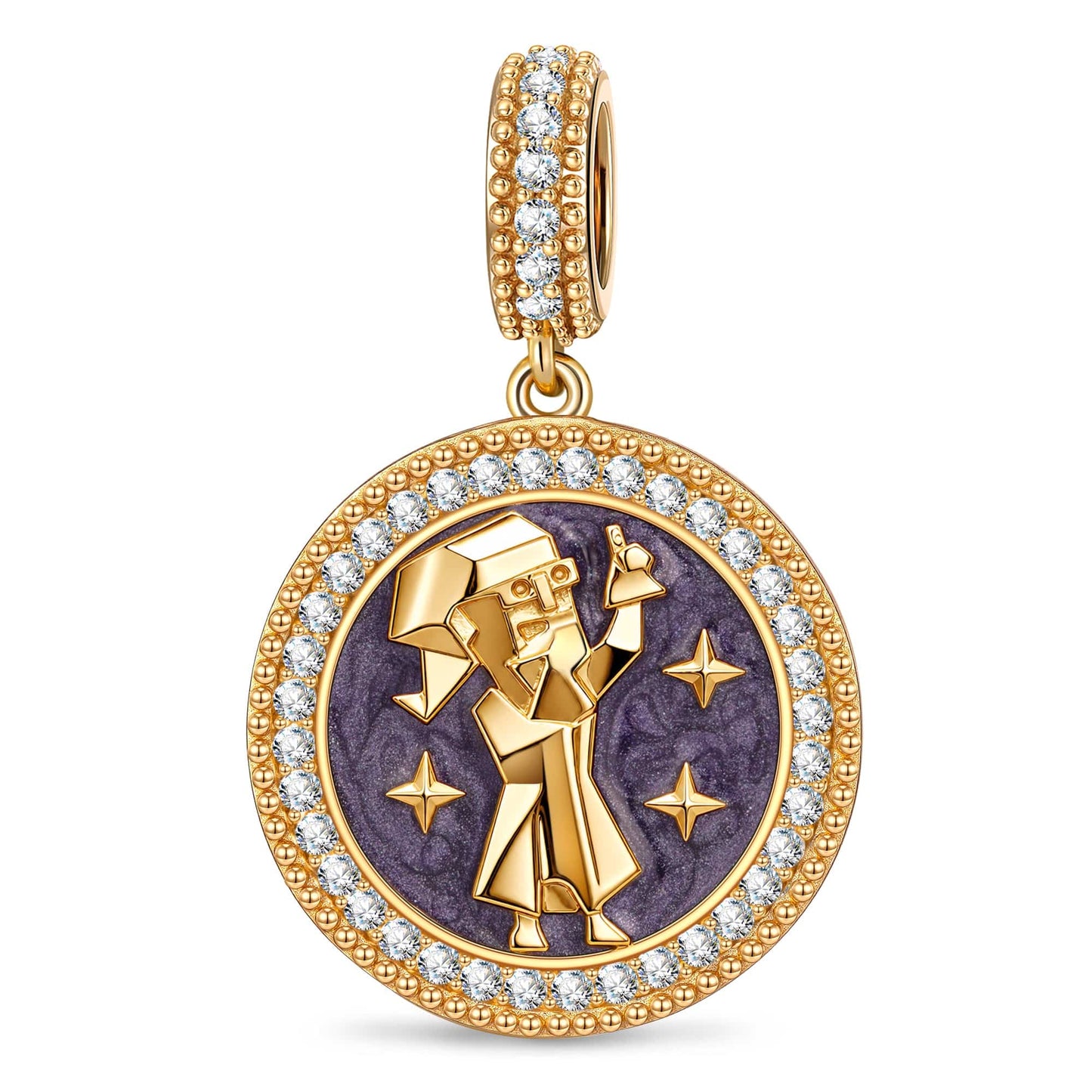 INTP MBTI Personality Tarnish-Resistant Silver Dangle Charm With Enamel In 14K Gold Plated