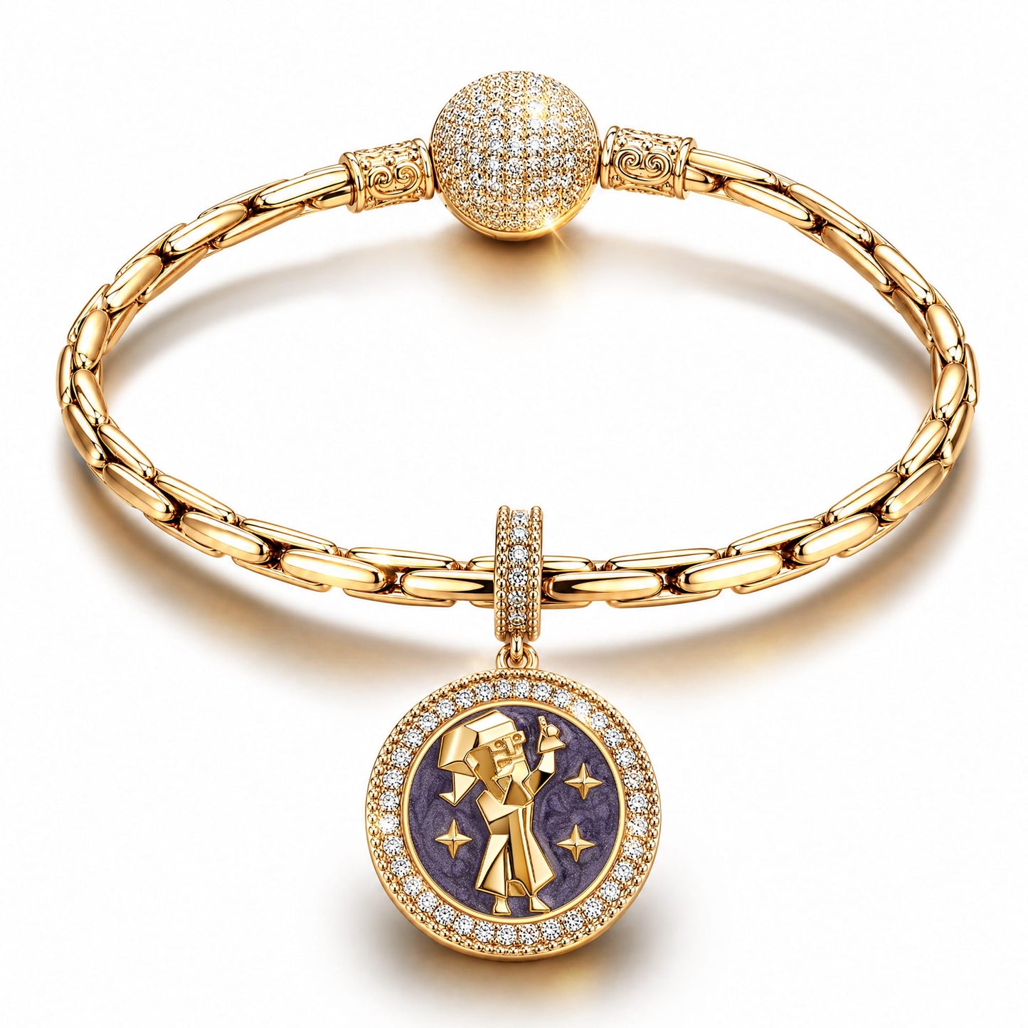 INTP MBTI Personality Tarnish-Resistant Silver Dangle Charm With Enamel In 14K Gold Plated