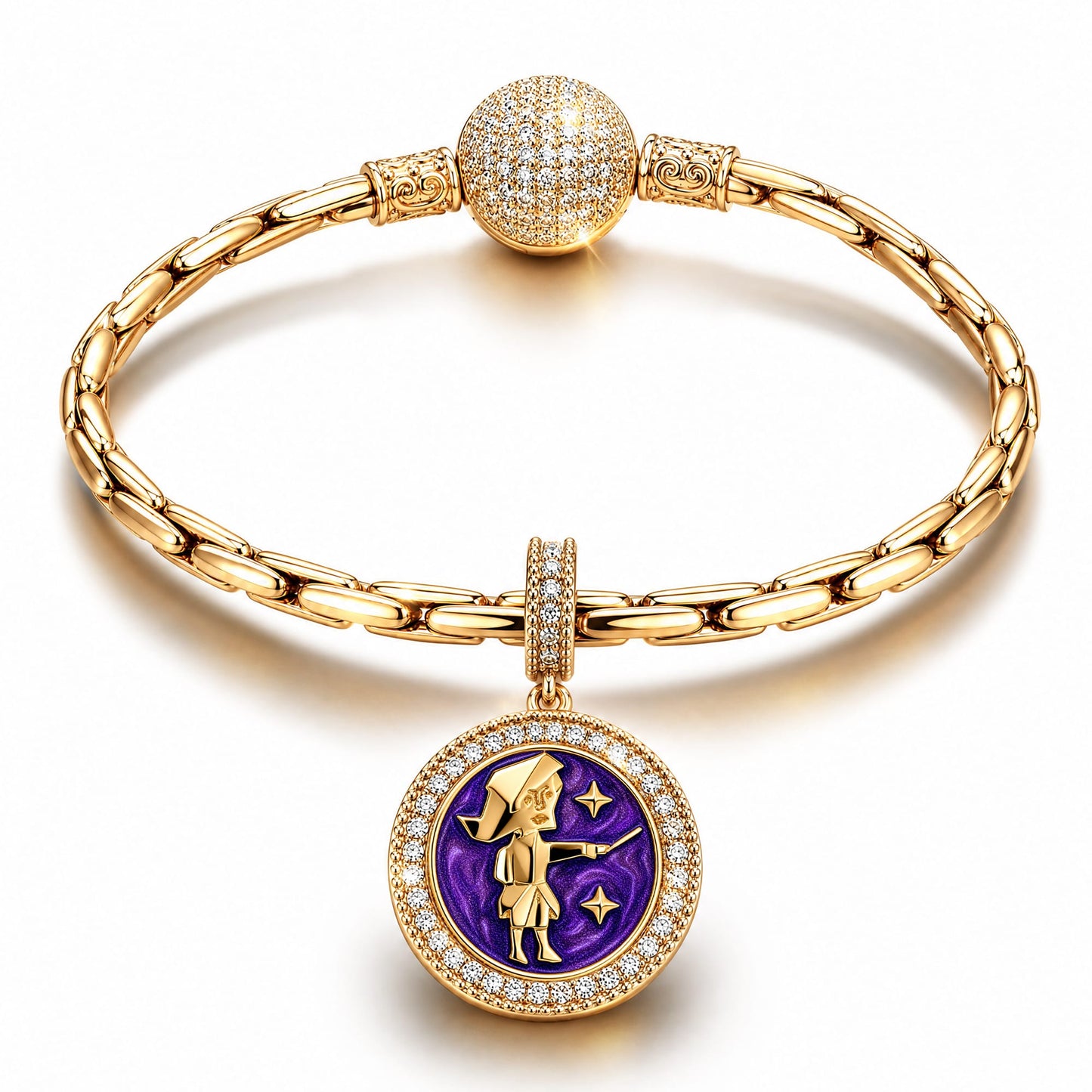 ENTJ MBTI Personality Tarnish-Resistant Silver Dangle Charm With Enamel In 14K Gold Plated