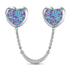 Blue Purple Ombre Heart Safety Chain Tarnish-Resistant Silver In White Gold Plated