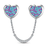 Blue Purple Ombre Heart Safety Chain Tarnish-Resistant Silver In White Gold Plated