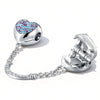 Blue Purple Ombre Heart Safety Chain Tarnish-Resistant Silver In White Gold Plated
