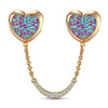 Blue Purple Ombre Heart Safety Chain Tarnish-Resistant Silver In 14K Gold Plated