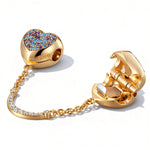 Blue Purple Ombre Heart Safety Chain Tarnish-Resistant Silver In 14K Gold Plated