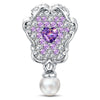 Wonderland Heart Mirror Tarnish-Resistant Silver Charm In White Gold Plated
