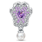 Wonderland Heart Mirror Tarnish-Resistant Silver Charm In White Gold Plated