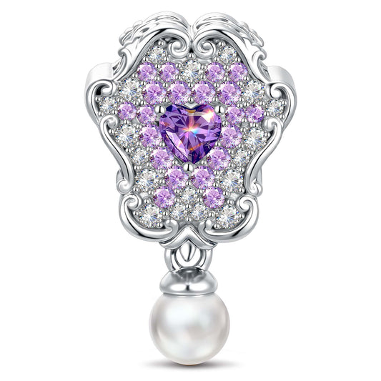 gona- Wonderland Heart Mirror Tarnish-Resistant Silver Charm In White Gold Plated