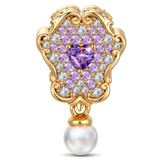 gona- Wonderland Heart Mirror Tarnish-Resistant Silver Charm In 14K Gold Plated