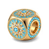Multi‑Faceted Compass Enamel Bead Charm in Tarnish‑Resistant Silver