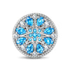 Compass North‑Star Pavé Blue‑Tone Round Dangle Charm in Tarnish‑Resistant Silver