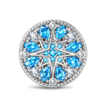 Compass North‑Star Pavé Blue‑Tone Round Dangle Charm in Tarnish‑Resistant Silver