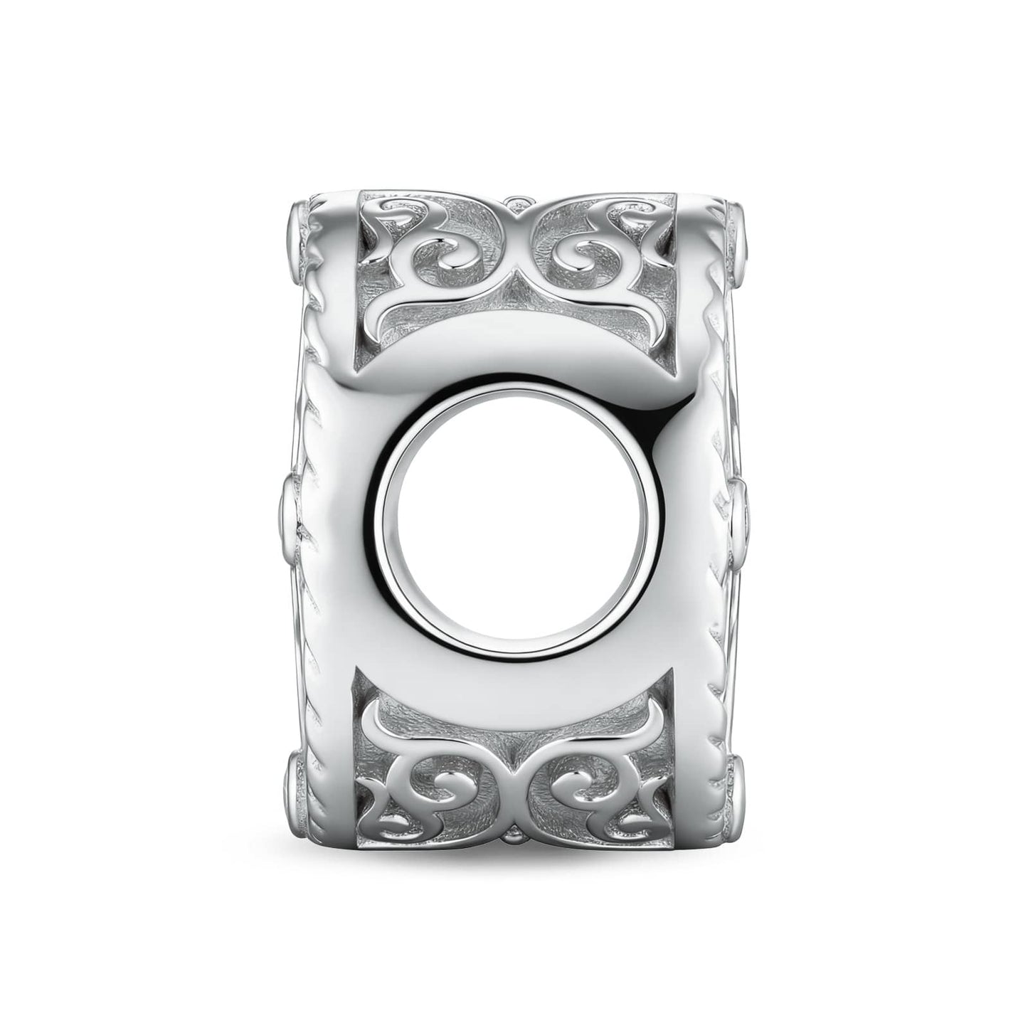 Compass North‑Star Pavé Blue‑Tone Round Dangle Charm in Tarnish‑Resistant Silver