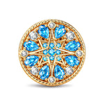 Compass North‑Star Pavé Blue‑Tone Round Dangle Charm in Tarnish‑Resistant Silver