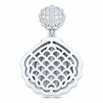 Aqua Scallop Shell Tarnish-Resistant Silver Dangle Charm In White Gold Plated