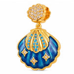 Blue Lagoon Seashell Tarnish-Resistant Silver Dangle Charm In 14K Gold Plated