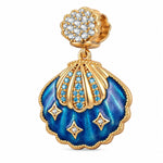 Blue Lagoon Seashell Tarnish-Resistant Silver Dangle Charm In 14K Gold Plated