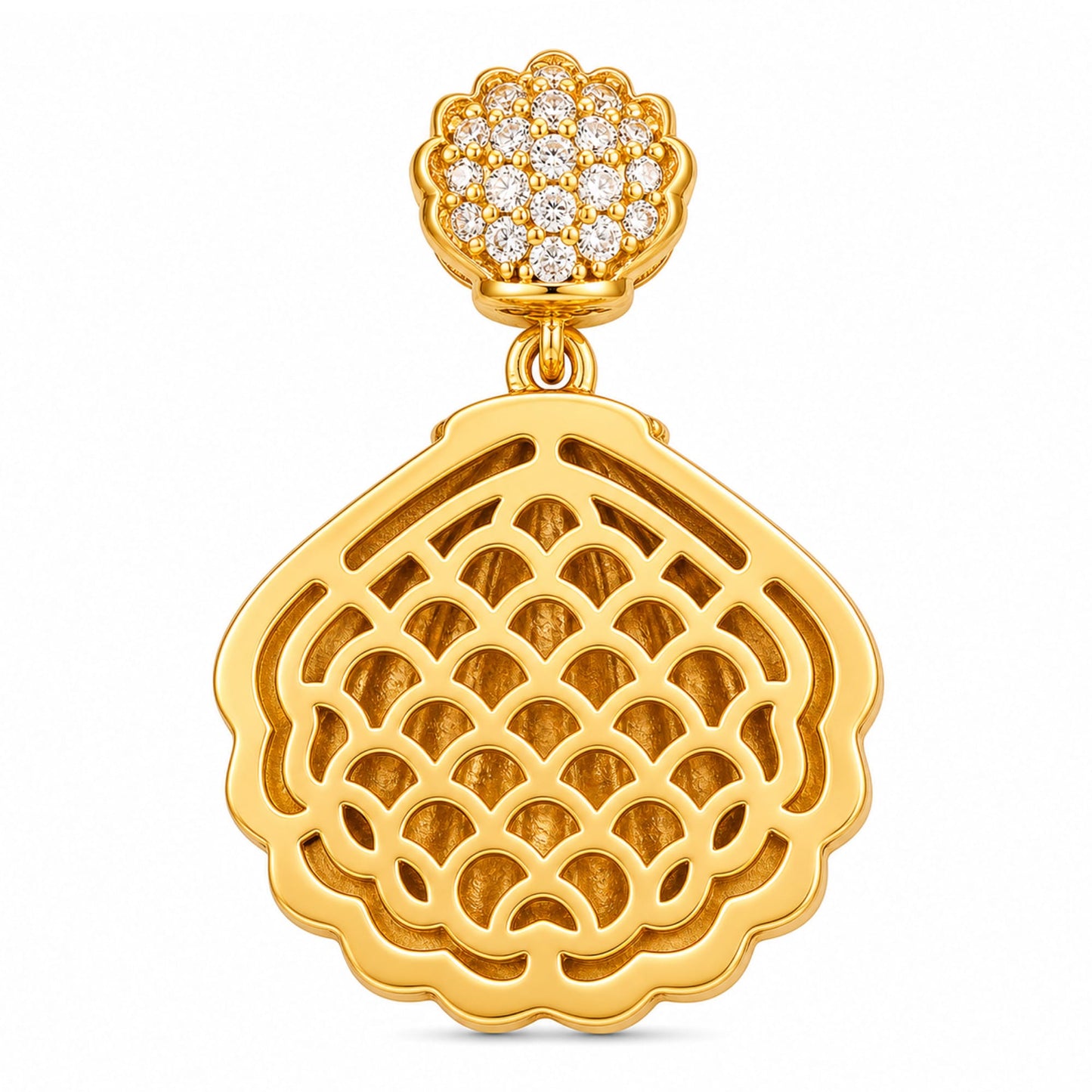 Blue Lagoon Seashell Tarnish-Resistant Silver Dangle Charm In 14K Gold Plated