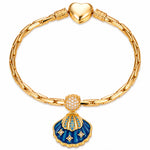 Blue Lagoon Seashell Tarnish-Resistant Silver Dangle Charm In 14K Gold Plated