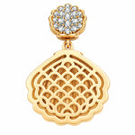 Pink Scallop Shell Tarnish-Resistant Silver Dangle Charm In 14K Gold Plated