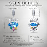 Fable Marquise Blue Crystal Crown Dangle Charm Tarnish-Resistant Silver In White Gold Plated