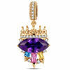 Fable Marquise Purple Crystal Crown Dangle Charm Tarnish-Resistant Silver In 14K Gold Plated
