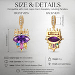 Fable Marquise Purple Crystal Crown Dangle Charm Tarnish-Resistant Silver In 14K Gold Plated