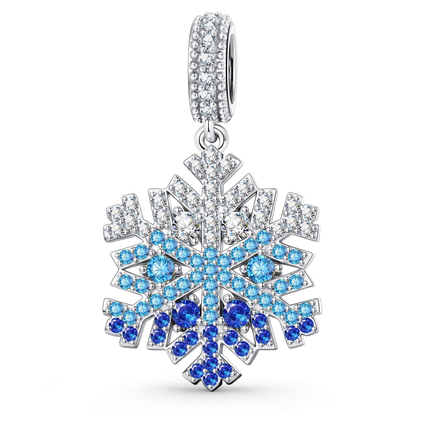 Timeless Fable Blue Pavé Gemstone Dangle Charm in Tarnish-Resistant Silver with White Gold Plating