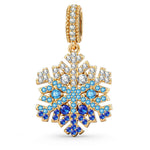 Timeless Fable Blue Pavé Gemstone Dangle Charm in Tarnish-Resistant Silver with 14K Gold Plating