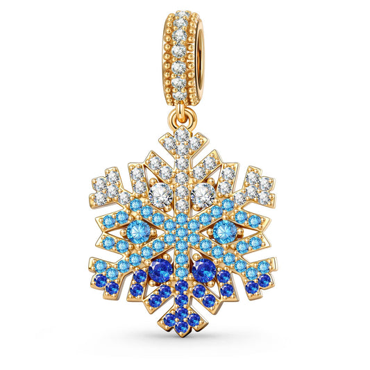 gona- Timeless Fable Blue Pavé Gemstone Dangle Charm in Tarnish-Resistant Silver with 14K Gold Plating
