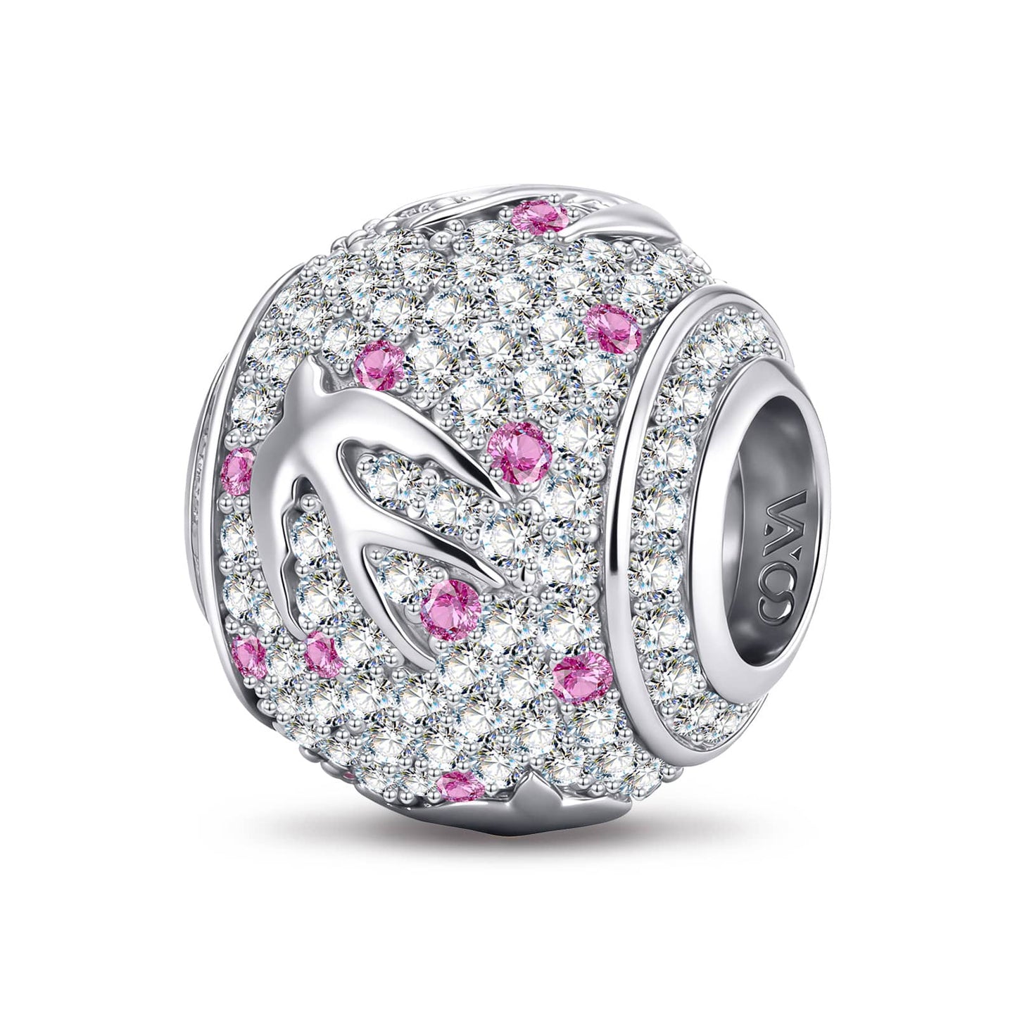 Andersen's Fairy Tales Little Mermaid Tarnish-Resistant Silver Charm With Crystal In White Gold Plated