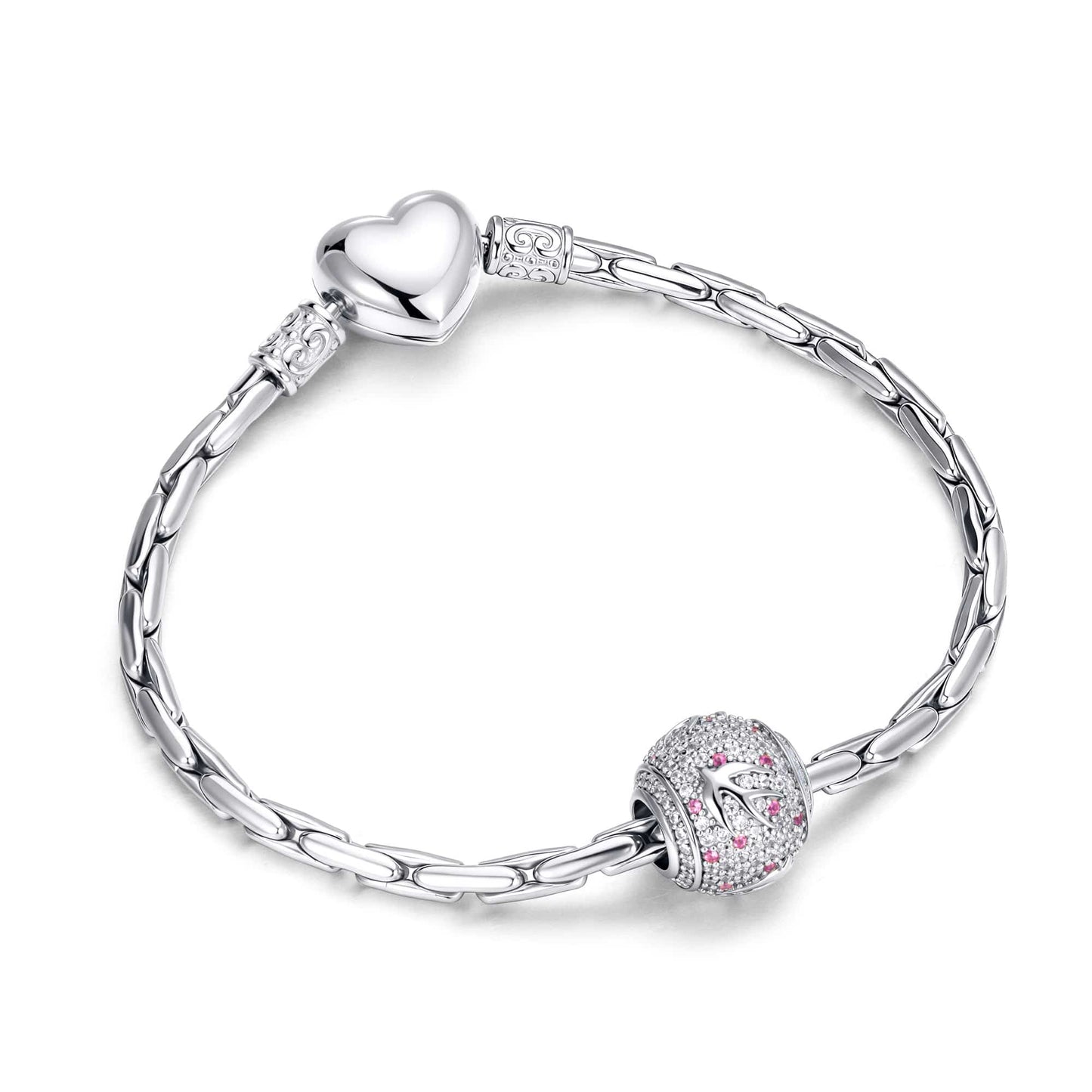 Andersen's Fairy Tales Little Mermaid Tarnish-Resistant Silver Charm With Crystal In White Gold Plated