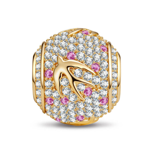 gona- Andersen's Fairy Tales Little Mermaid Tarnish-Resistant Silver Charm With Crystal In 14K Gold Plated